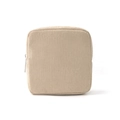 Minimalist beige corduroy sanitary storage pouch with zip closure and soft ribbed texture - Khaki