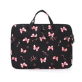 Schwarze Laptop-Hülle mit rosa Schleifenmuster, Doppelgriffen und Fronttasche - Schwarze Schleife