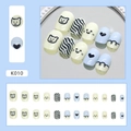Set unghie finte per bambini con orsetti e faccine sorridenti in blu e giallo - Simpatico Stile Orso con Colla a Gelatina (K010)