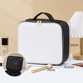 Black and white large makeup bag with adjustable dividers and dual zippers, 25x23x10.5cm - 25x23x10.5cm / Beige (No Mirror)