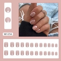 Uñas postizas cortas cuadradas aurora nude, 24 piezas con acabado metálico perlado - Tipo de Pegamento / Aurora Desnudo