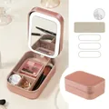 Champagne gold portable LED makeup box with three-color dimming mirror and storage - Champagne (3-Color LED Light)