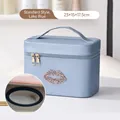 Blauwe make-up organizer met strass-lippen en ingebouwde spiegel, 23x15x17,5cm - Gewoon Meerblauw