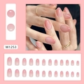 Pink ombre oval press-on nails set with high gloss finish and 24 pieces for women - Elegant Girl Pink Gradient (W1253) / Glue Type