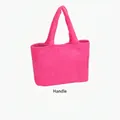Neceser rosa minimalista de felpa con asa y gran capacidad de almacenamiento de viaje - Bolso tote
