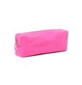 Neceser de felpa rosa de gran capacidad con cremallera plateada para maquillaje - Estuche