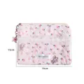 Portamonete trapuntato rosa con fiori e orsi, pizzo e ciondolo a forma di fiore - Borsa Piatta Rosa