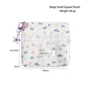 Portamonete trapuntato beige con orsetti e fiori e ciondolo a forma di fiore - Borsa Quadrata Piccola Beige