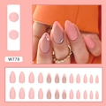 Matte amandelvormige nepnagels set met roze basis, zilverfolie vlokken en glitter design - Roze Goudfolie Stijl (W778)