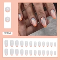 Oranje Franse ombre kunstnagels met aurora parelafwerking en 24 stuks ovale nageltips - Lijm Type / Aurora Oranje (W790)
