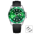 Orologio sportivo classico con quadrante verde, cassa in acciaio e cinturino nero - Argento Verde