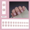 Short matte light pink press-on nails with luxury glitter sparkles and 24-piece set - W775 Glitter Flakes (Glue Style)