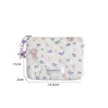 Portamonete trapuntato beige con stampa floreale di orsetti e ciondolo a fiore viola - Borsa Esagonale Piccola Beige
