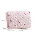 Neceser acolchado con cerezas y rayas rosas, bolsa de viaje portátil, 24.5x18x6.5cm - Bolsa Octagonal / 24.5x18x6.5cm / Rosa (Estampado de Cereza)