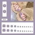 Glänzende hellviolette künstliche Fußnägel Set in verschiedenen Größen für DIY Pediküre - 24er Set (Inklusive Kleber) / Taro Lila (F031)