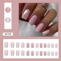 Pink leopard star press-on nails set with gradient glitter finish and square tips - Aurora Matte Style (W789) / 24 Pcs-Glue Type