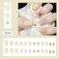 24pcs short square press-on nails with yellow bear, daisy patterns and glossy finish - R236 Yellow Bear (Item R236)