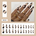 Matte beige en koeienprint lange coffin plaknagels, volledige set van 24 nagelstukjes - Matte Luipaardstijl (W045)