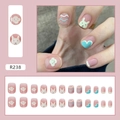 Rosa Gradient Press-on Nägel mit Cartoon Hase und Wolken Design, 24er Set R238 - Frische Wolken (R238)