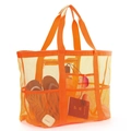 Large orange mesh beach bag with sturdy nylon handles and side storage pockets - Large / Large Orange