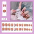 Pink French-style press-on nails set featuring 3D bear charms and diverse sizes - Pink Bear (Z149) [Glue Type]
