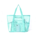 Large mint green mesh beach bag for storage with multiple breathable external pockets - Large / Mint Green