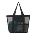 Large black mesh beach bag with reinforced handles and multiple external storage pockets - Small / Small Black