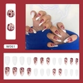 Halloween blood drip almond press-on nails with red and white split design finish - W061 Red Blood Drip Style (W061)