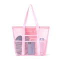 Pink mesh beach tote bag with large capacity for flip flops and toiletries - Small / Pink