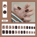 Uñas postizas cortas cuadradas con estampado de leopardo y marrón oscuro, 24 piezas - R287 Estampado de Leopardo Marrón (Estilo Pegamento) / 24 Piezas/Juego
