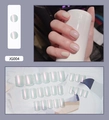 Set de uñas postizas aurora rosa con base verde menta y efecto perlado brillante ojo de gato - Rosa Claro Transparente (Estilo de Pegamento)