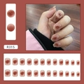 Kurze Blush-Press-On-Nägel mit rosa Farbverlauf und Goldglitzer-Kanten im 24er-Set-Design - R315 Blush Gradient Goldrand (Klebestil)