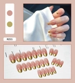 Kit di 24 unghie finte french in rosa nude e oro con un elegante design ovale - R055 Bordo Oro Jelly (Tipo di Colla)