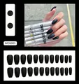 Matte black long coffin false nail set with 24 pieces for a bold minimalist aesthetic - Glue Type (Set of 24) / Matte Black (MOS005)