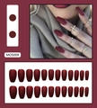 Uñas postizas de bailarina rojo oscuro mate set de 24 piezas uñas largas mates - Rojo Oscuro Mate (MOS009-Estilo Pegamento)