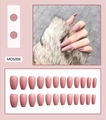 Uñas postizas rosa palo mate en forma de ataúd largo con juego completo de 24 piezas - Rosa Empolvado Mate (Estilo Pegamento) (MOS006)