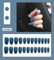 Matte smogblaue Ballerina-Kunstnägel mit Frost-Finish und 24-teiliges Set-Layout-Design - 24 Stück mit Kleber / Mattes Nebelblau (MOS008)