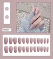 Uñas postizas mate color malva tipo bailarina set de 24 piezas forma de ataúd - Tipo de Pegamento / Morado Empolvado Mate (MOS011)