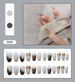 Unghie finte a ballerina sfumate grigie e oro set da 24 pezzi in stile minimalista - Bara Medio Lunga Bordo Oro (Stile Colla) / Grigio Senior (R099)