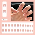 Classic nude French press-on nails with white tips set, 24 pieces in various sizes - Classic French Style (Glue Included)