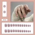 Unghie finte French R175 set da 24 pezzi rosa nude con forma squadrata-ovale a pressione - 24 Pezzi/Set / Stile Francese Trasparente Nude (Colla Inclusa)