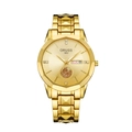 Business men's gold quartz watch with sunburst dial and date display on white background - Polygon All Gold Case Sailing Gold Dial