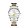 Men's business watch with two-tone silver and gold band and white dial with date window - Polygon Two-tone Gold Case Sailing White Dial