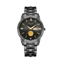 Men's black stainless steel watch with golden eagle crest and calendar display - Polygon Black Case Sailing Black Dial