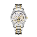 Luxury men's silver and gold stainless steel quartz watch with a multifunctional dial - Polygon Two-tone Case White Dial Men's