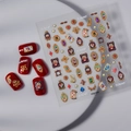 Autocollants nail art en relief baroque avec cadres dorés et éléments de poker - Cadre de Portrait Baroque Vintage (FEB-695)