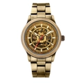 Men's automatic mechanical watch with skeleton dial in vintage bronze metal finish - Bronze Steel Strap Style