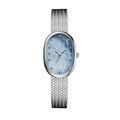 SUNLIFEX silver watch with light blue oval mother-of-pearl dial and mesh band - Silver & Blue