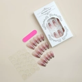 Cat-Eye-Fingernägel zum Aufkleben im Set mit Nagelfeile und Klebepads in weißer Box - Altrosa-Verlauf Katzenauge-Stil (XC-85-20)