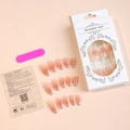 Press on nail set including 24 pink cat eye nails with adhesive tabs and manicure tool - Pink Gradient Silver Glitter Style (XH-87-46)